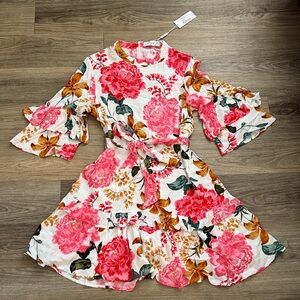 Petal & Pup Pink Floral Ruffle Dress